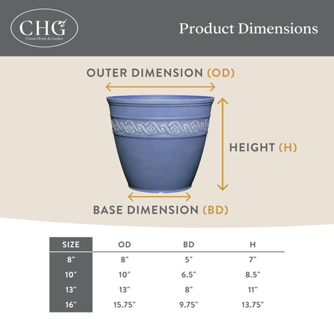 Lightweight resin planter from Classic Home & Garden, easy to move.