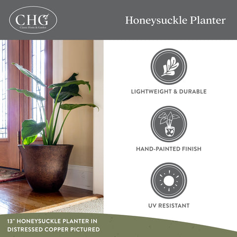 Honeysuckle resin planter—drainage option for tailored watering of flowers.