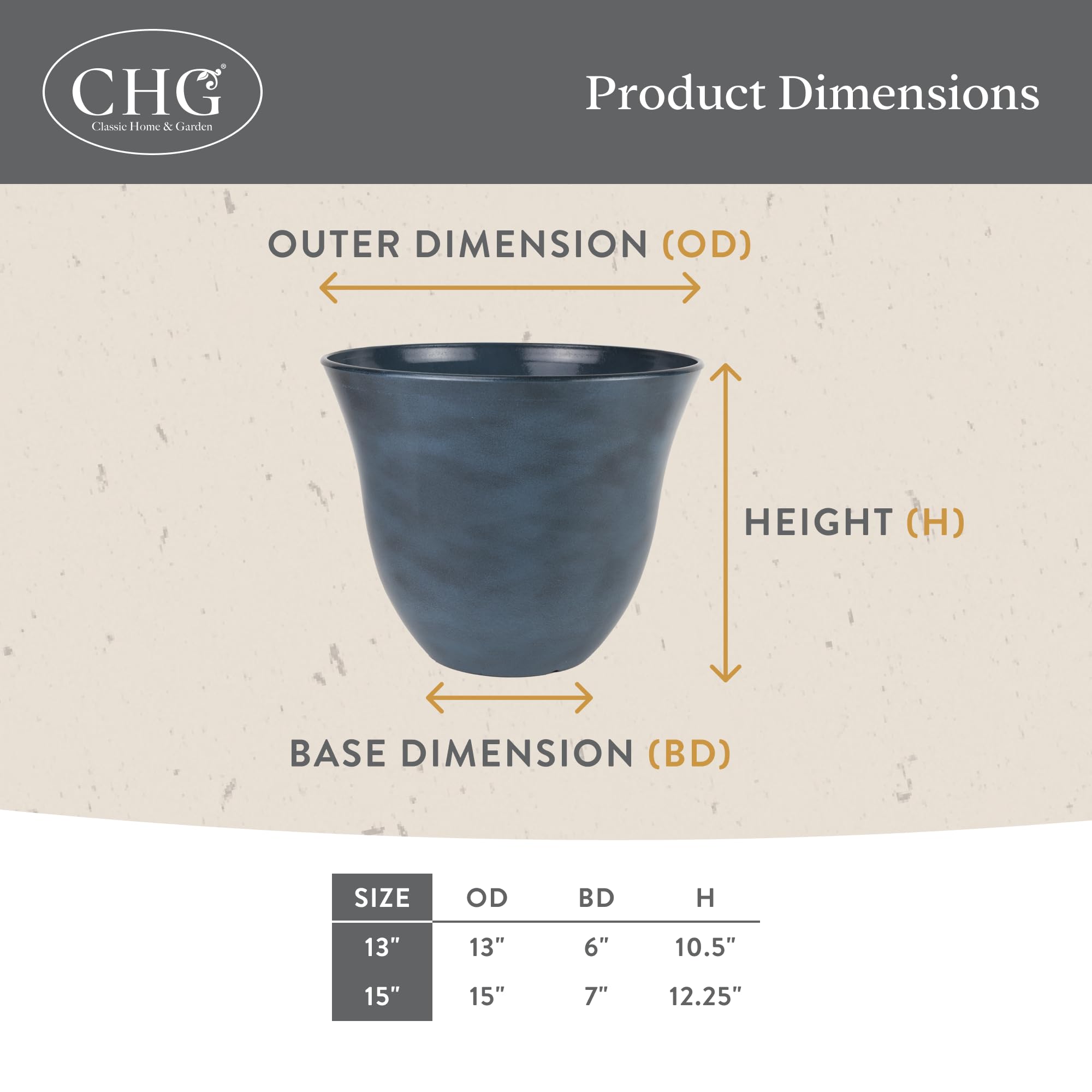 Honeysuckle resin planter with faux ceramic finish for porch or deck décor.