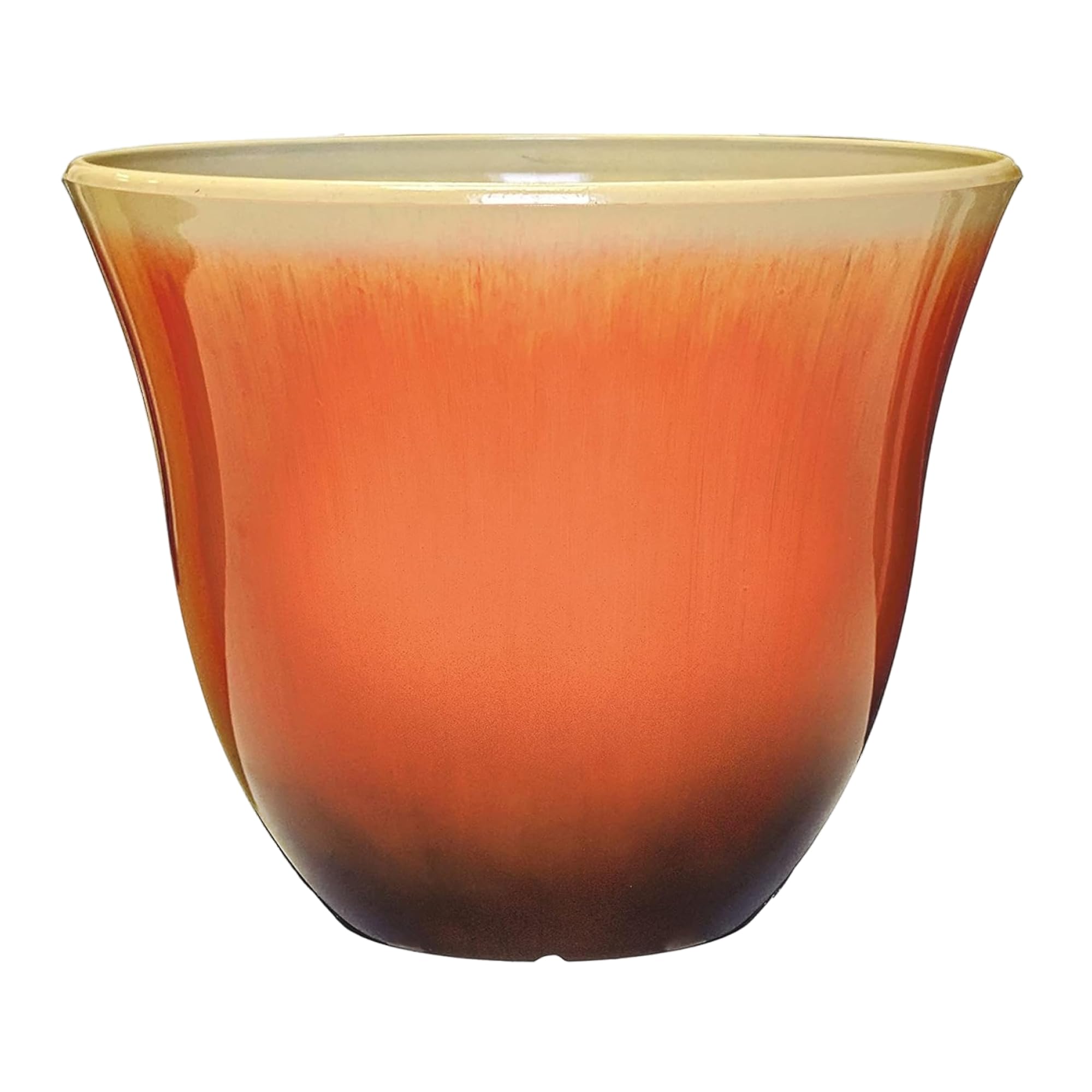 Classic Home and Garden Honeysuckle planter closeup shows durable resin and vibrant Tequila Sunrise color.