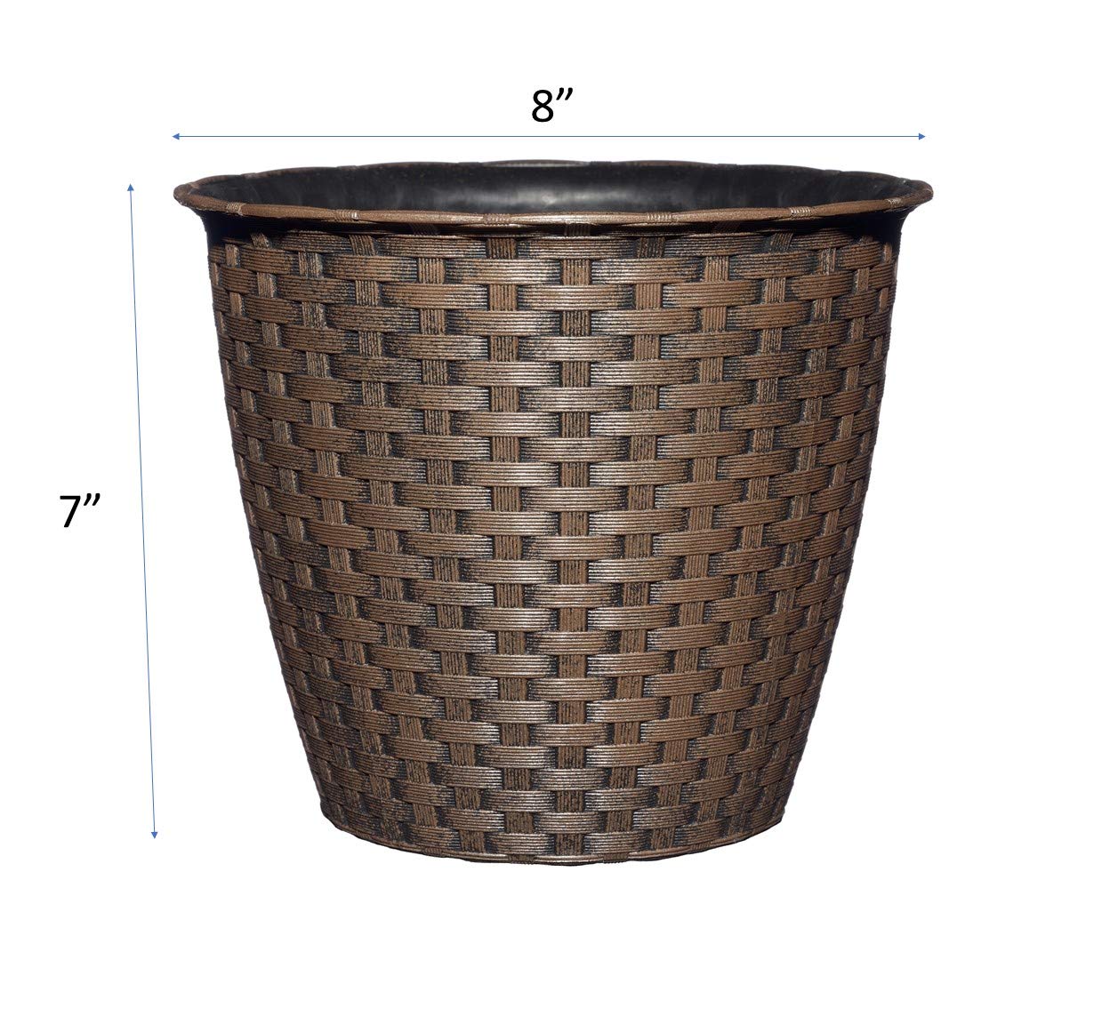 Drainage holes visible on Nantucket 8-inch Russet planter, ready for outdoor use.