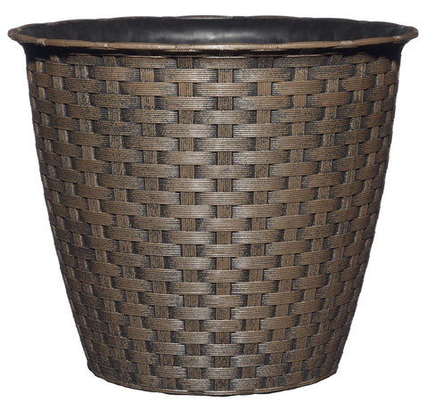 Classic Home & Garden Nantucket 8-inch Russet planter, front view, durable outdoor resin.