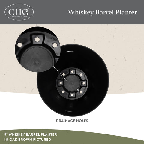 Outdoor porch display showing the barrel’s large 10.25 inch diameter and 15 inch height.
