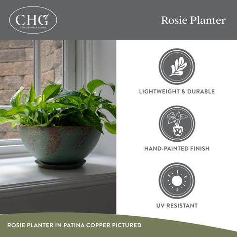 Rosie planter is lightweight yet durable for easy repositioning around the home.