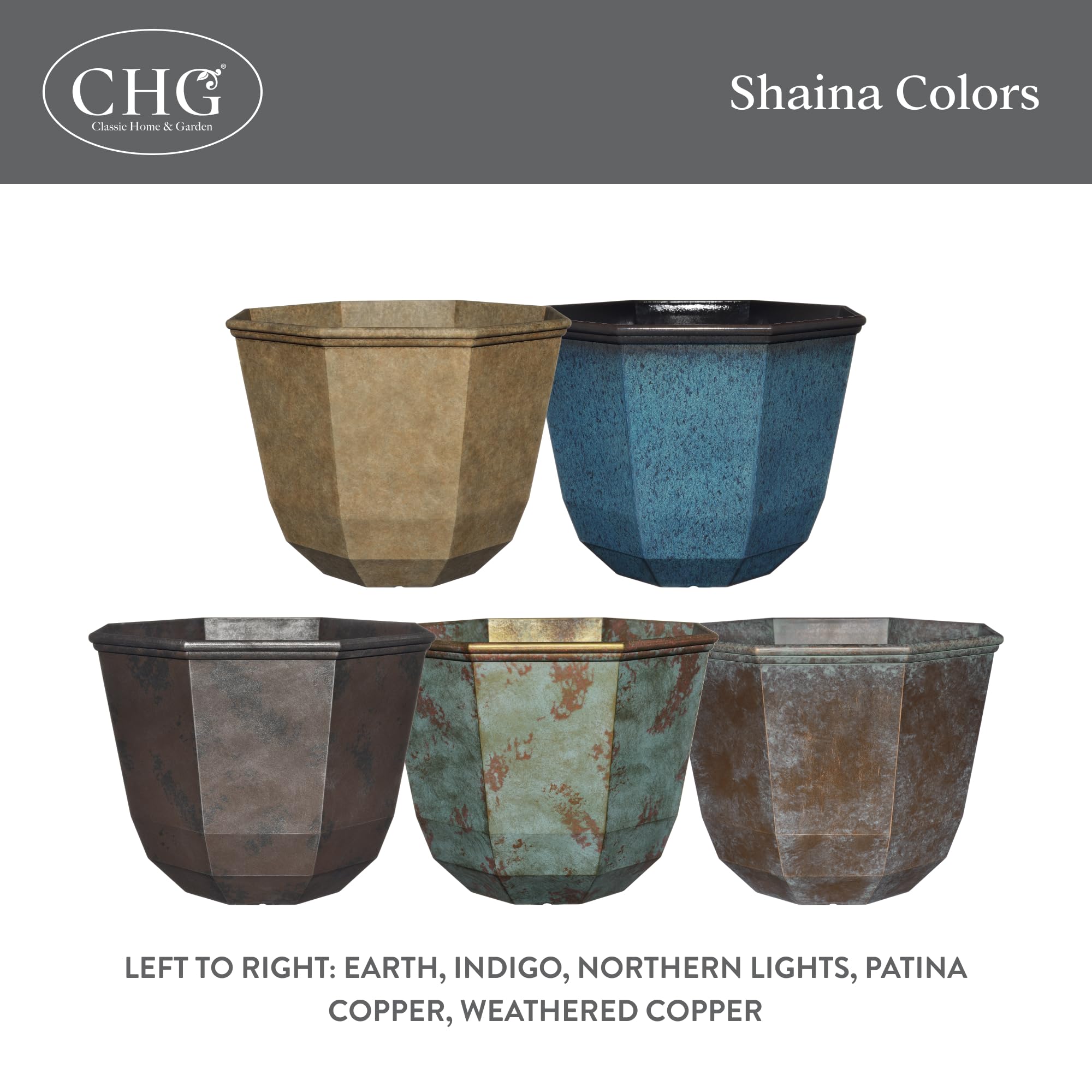 Shaina pot dimensions 15 inches wide for ample planting space.
