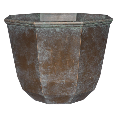 Classic Home and Garden Shaina pot in weathered copper with hand-painted finish.