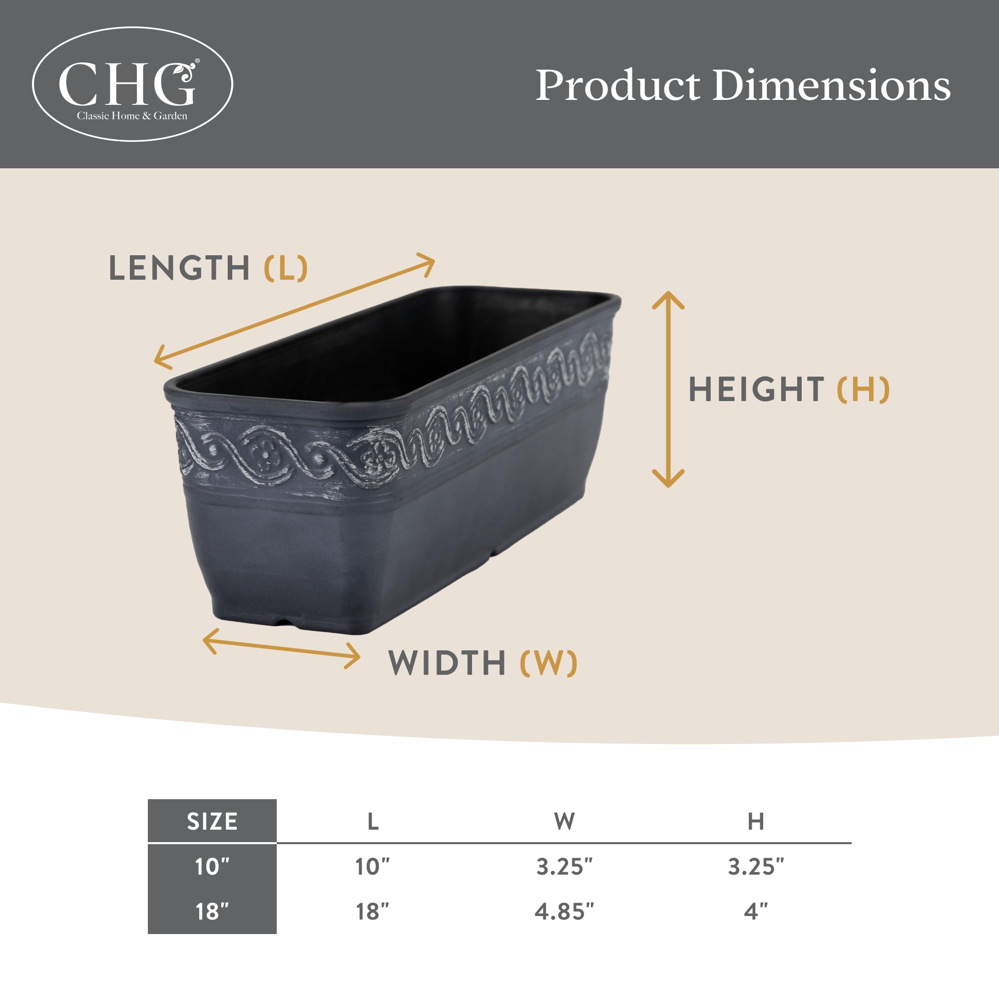 Slate blue planter on deck offers lightweight, weather-resistant outdoor use.