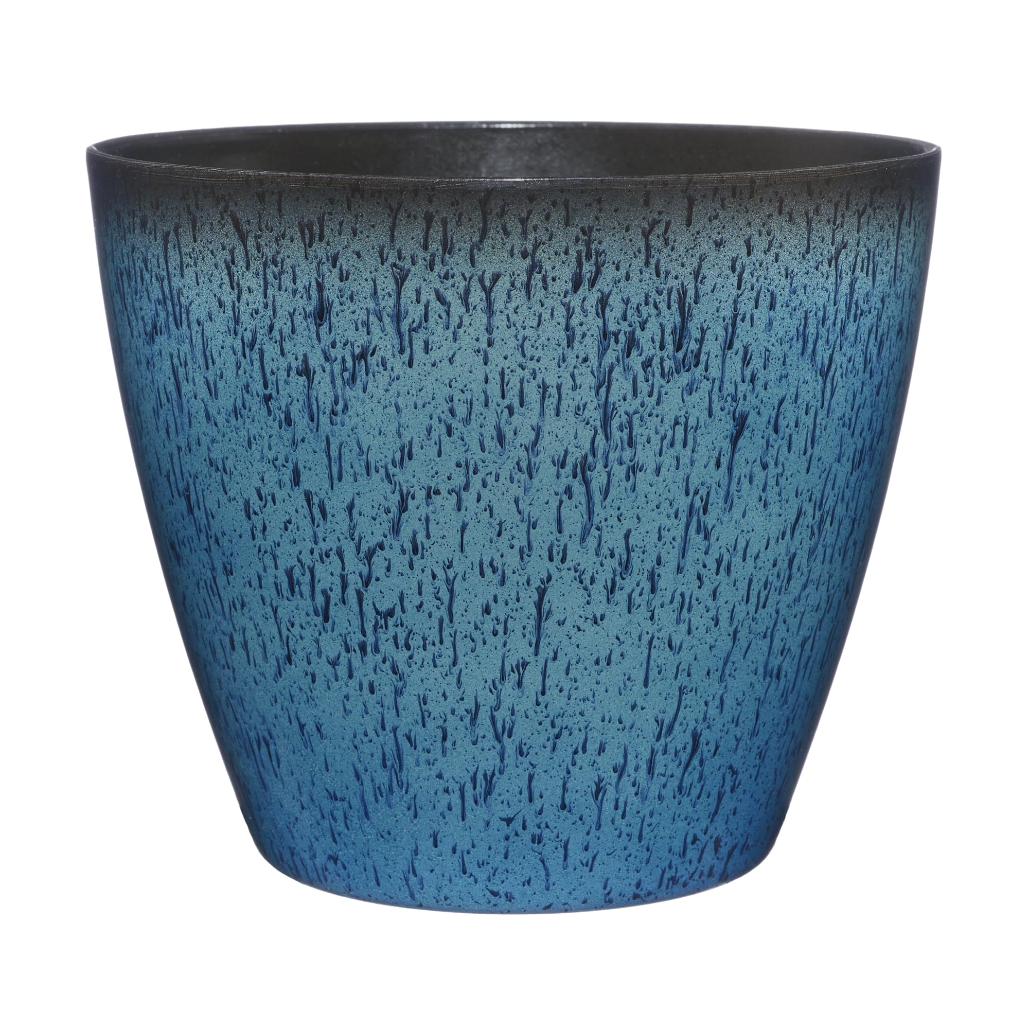 Classic Home and Garden Vogue 8in indigo planter front view; pottery-like finish for stylish interiors.