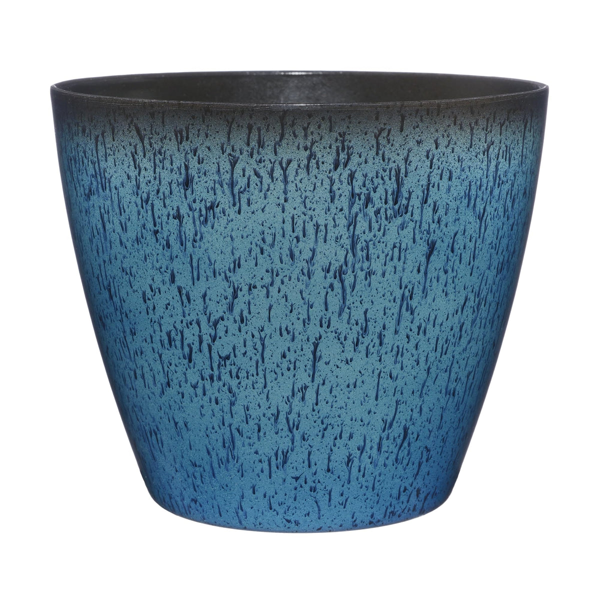 Classic Home and Garden Vogue 8in indigo planter front view; pottery-like finish for stylish interiors.