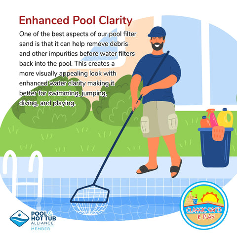 Classic Sand and Play promotes cleaner pool appearance and water clarity