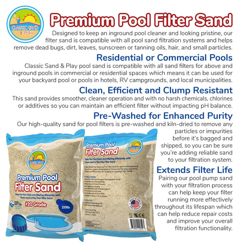 Close up of Classic Sand and Play silica grains for reliable filtration