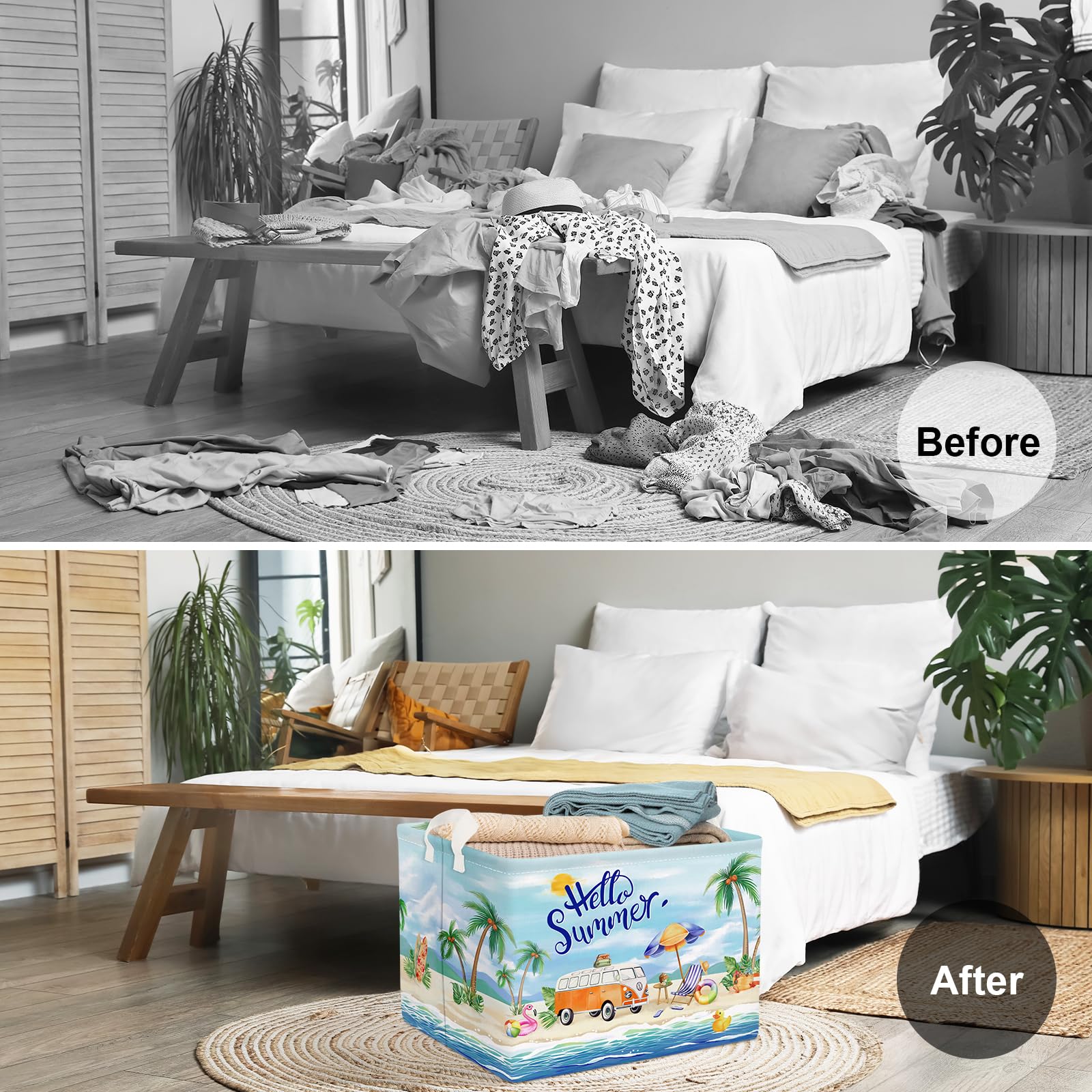 Clastyle blue beach toy chest stores toys and towels for family beach days.