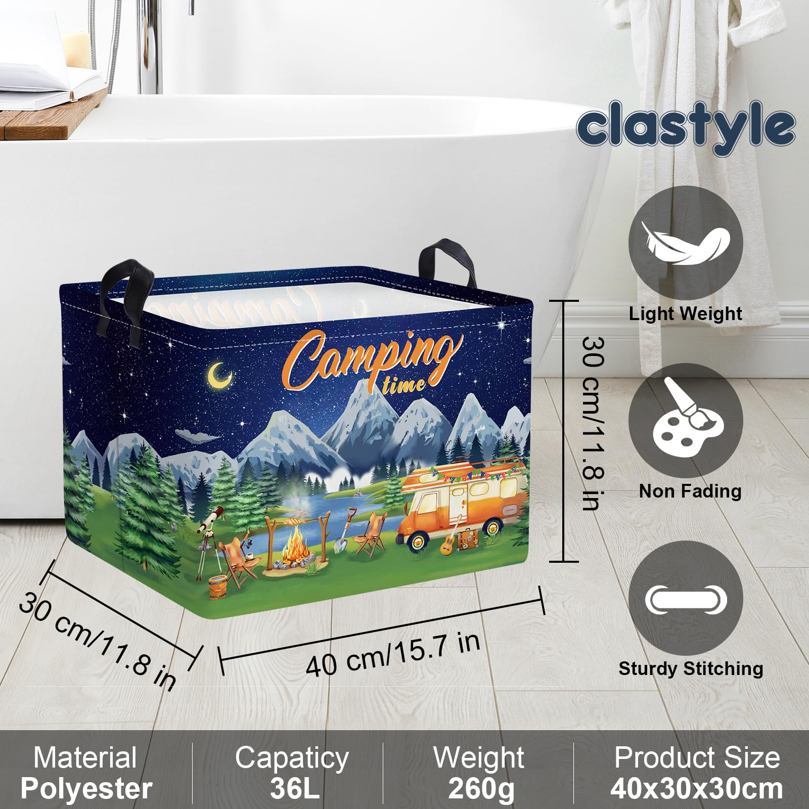 Clastyle nursery or kids’ room storage bin keeping books and toys in check.