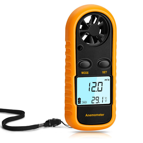Clatoon Anemometer handheld digital display for precise wind speed measurement in open air.
