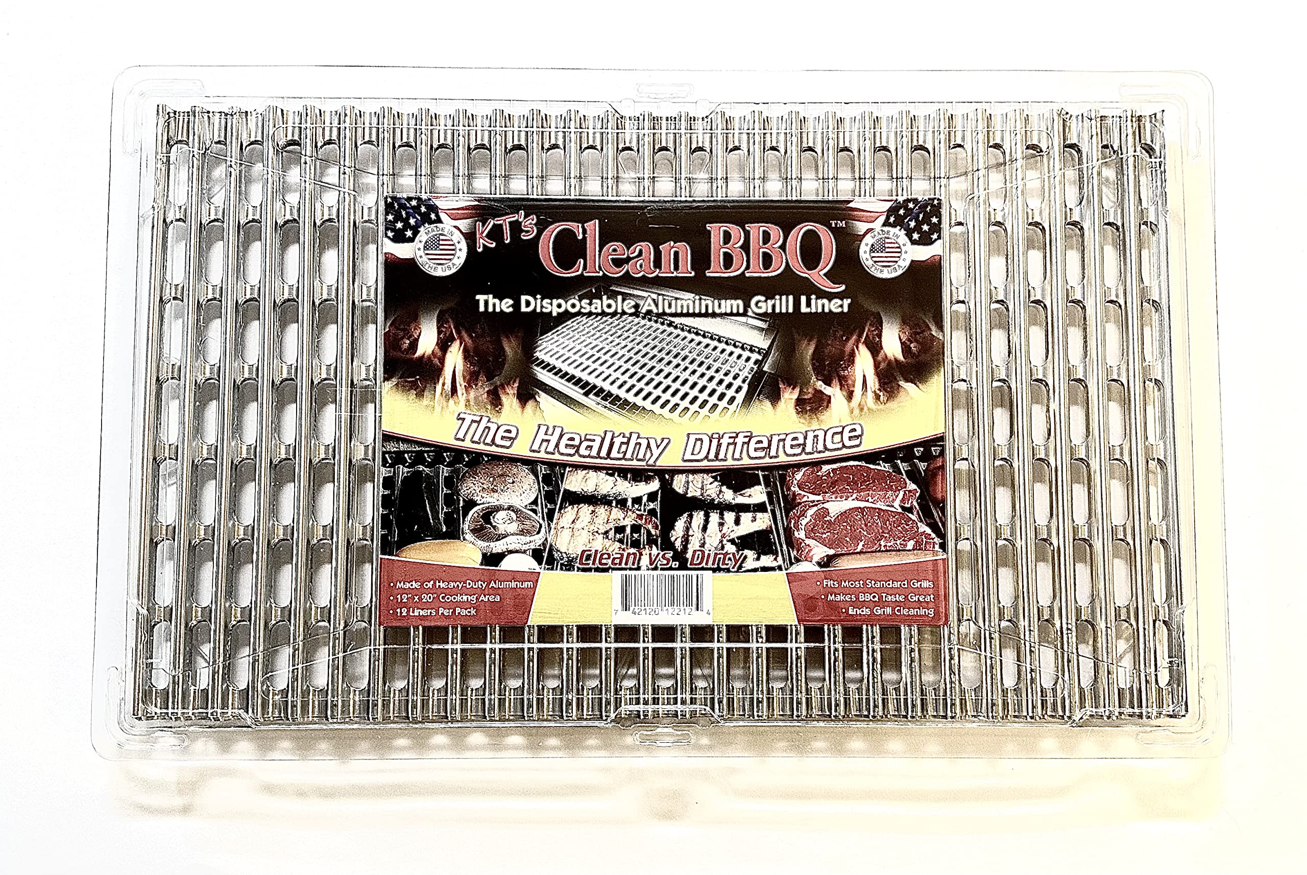 Clean BBQ disposable aluminum grill liner on a grill, simplifying cleanup.