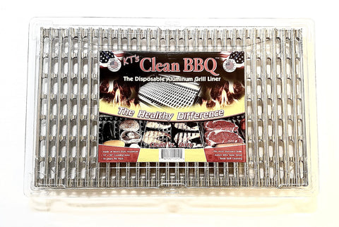 Clean BBQ disposable aluminum grill liner on a grill, simplifying cleanup.