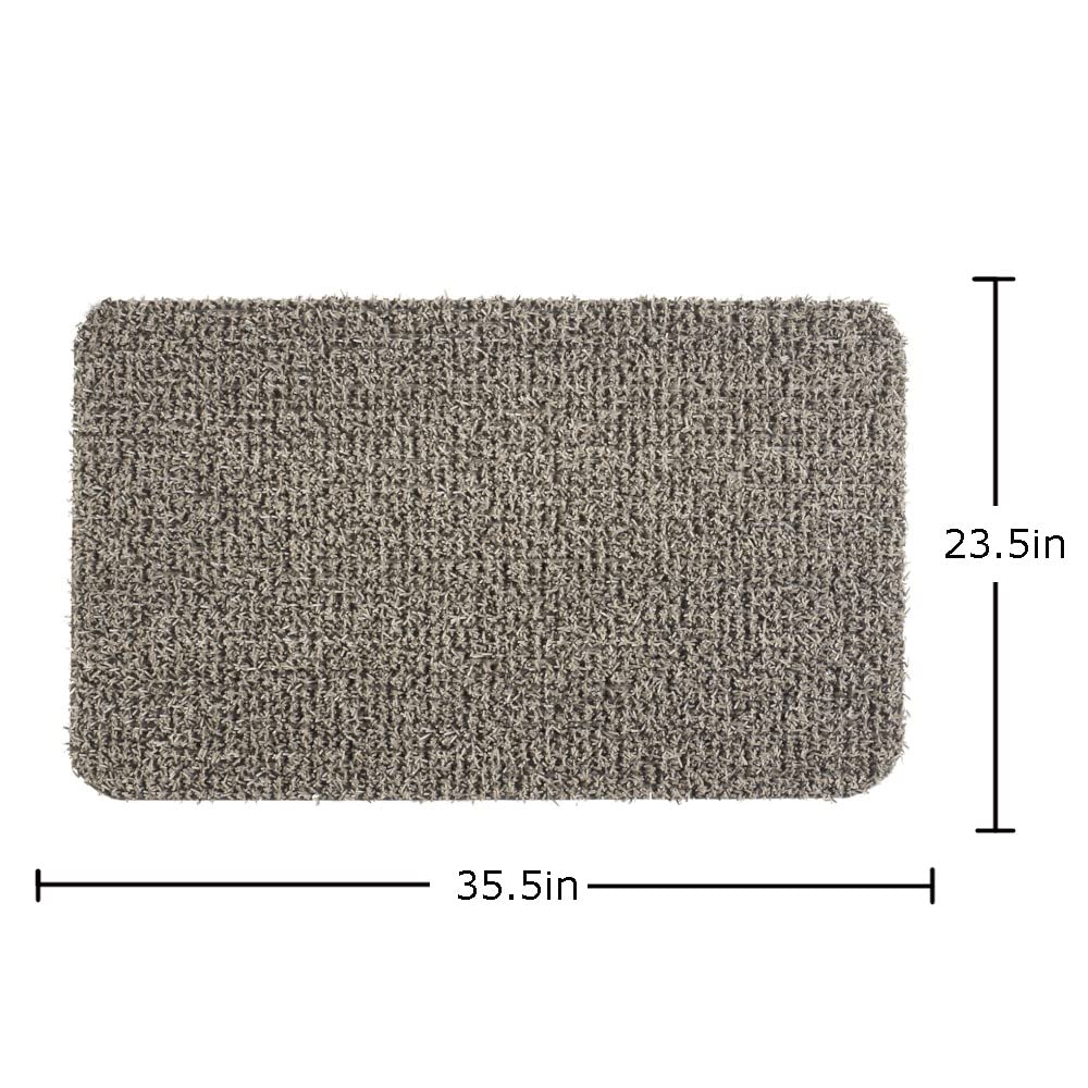 Clean Machine desert taupe doormat outdoor installation, weather-ready for mud, sand, and snow