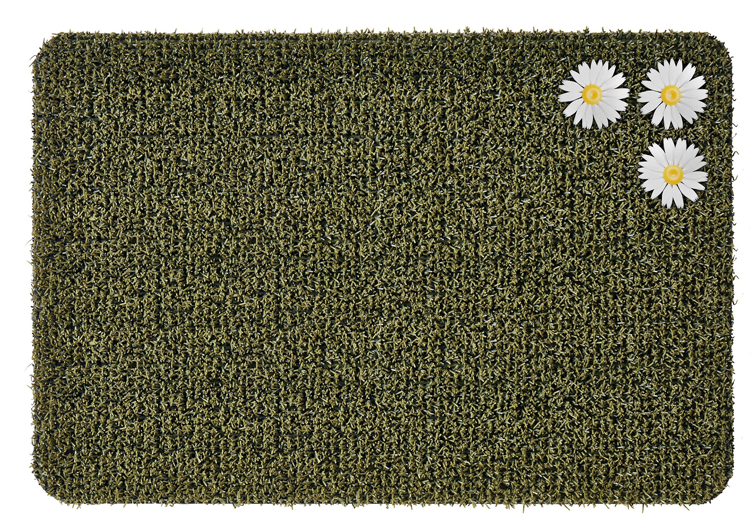 CLEAN MACHINE dirt trapper doormat in Daisy Urban Green at the front door keeps dirt outside.