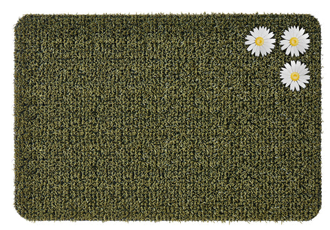 CLEAN MACHINE dirt trapper doormat in Daisy Urban Green at the front door keeps dirt outside.