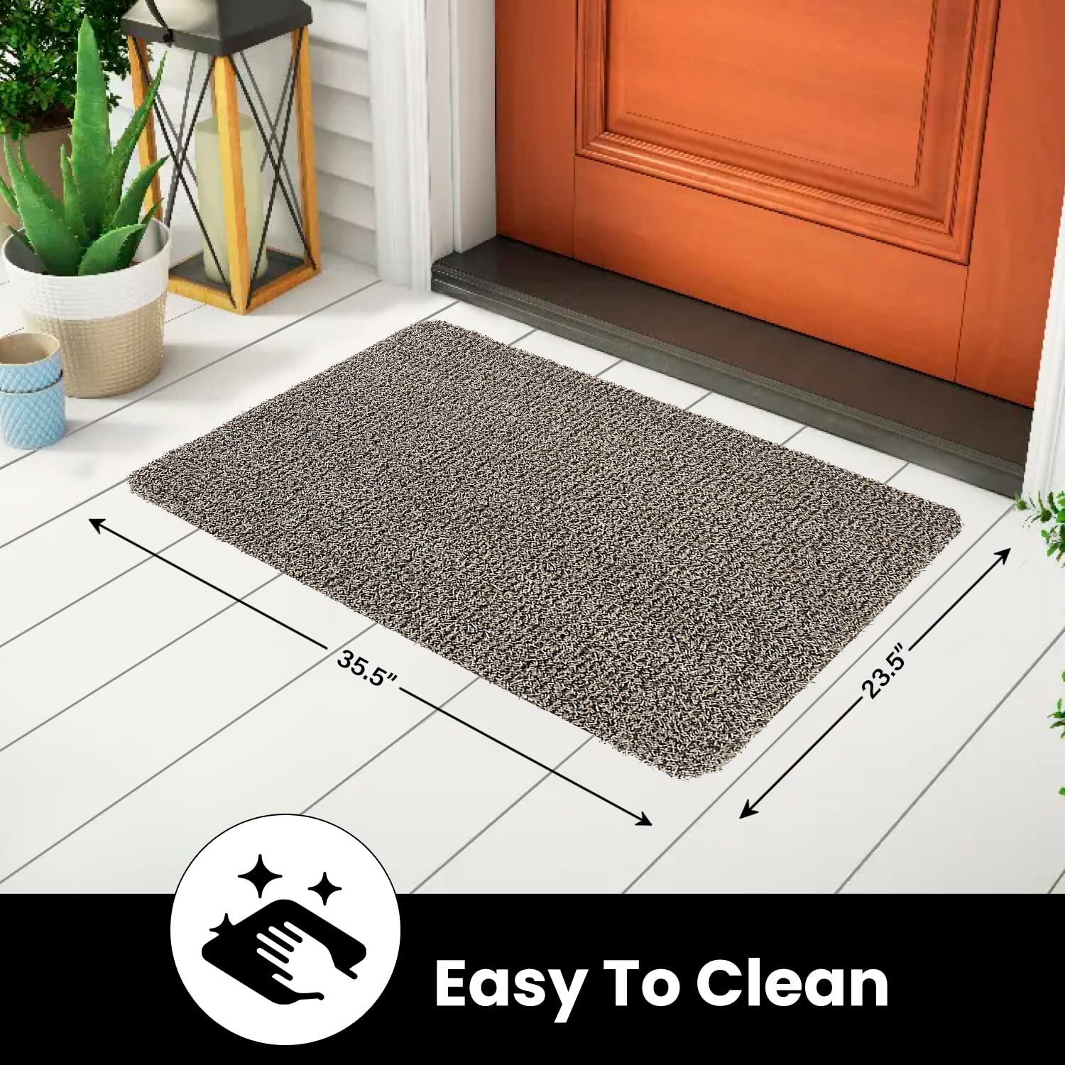Clean Machine earth taupe color mats at entrance for natural style.