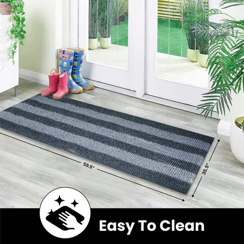 Clean Machine Patio Stripe Charcoal mat close-up texture demonstrates weather resilience