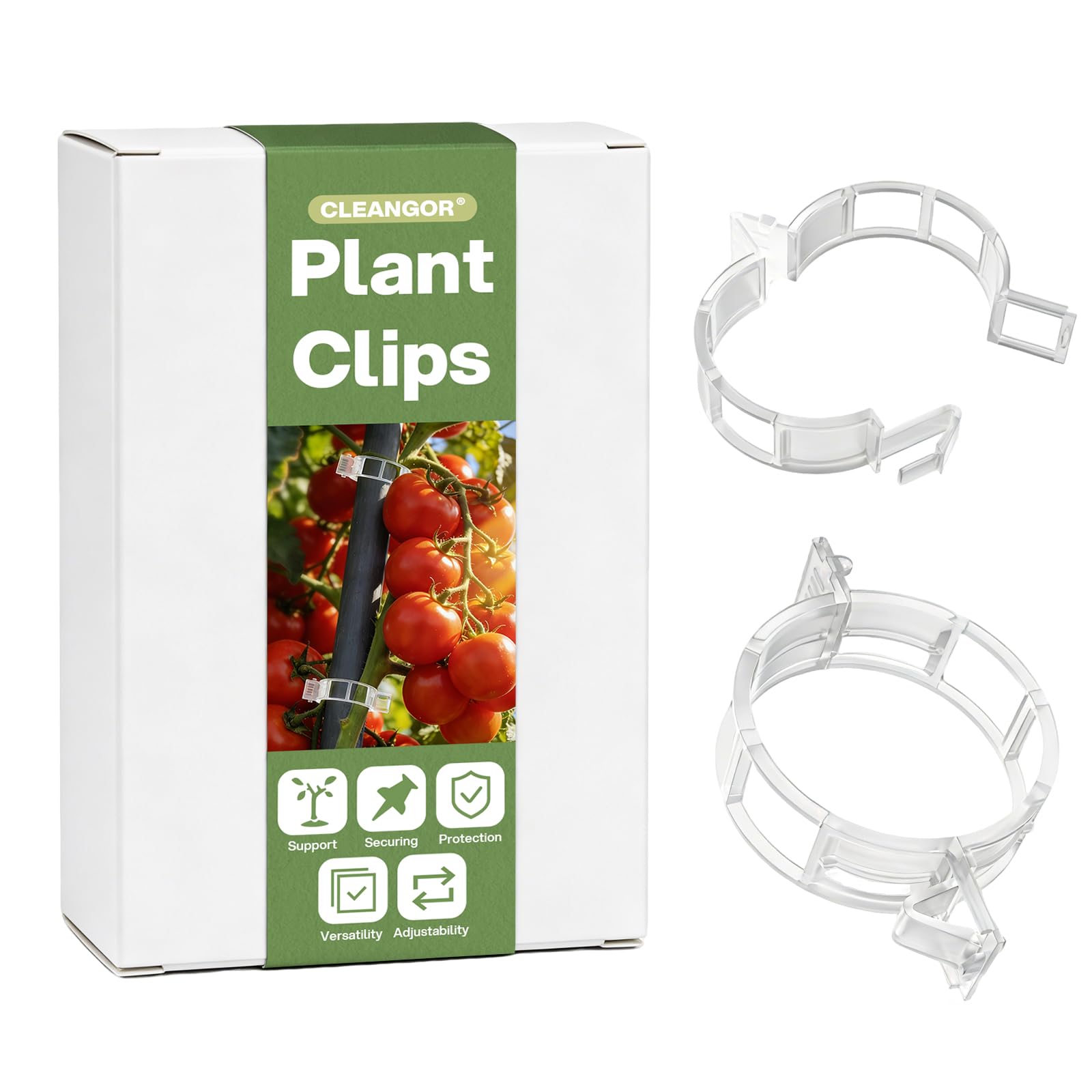 CLEANGOR 300-piece plant clips pack for versatile garden support.