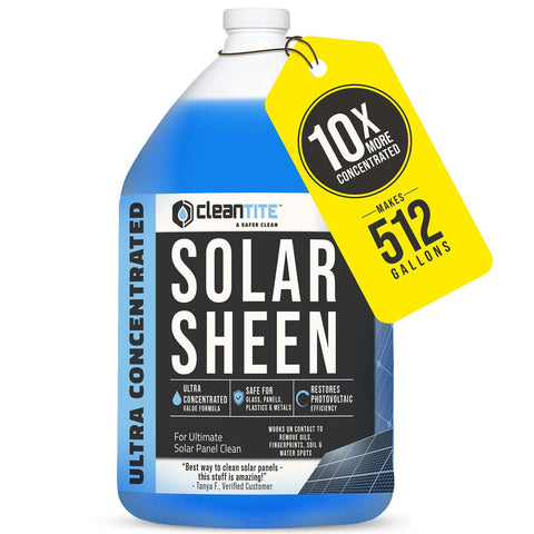 CLEANTITE Solar Panel Cleaner bottle shown for easy spray-and-wipe use.
