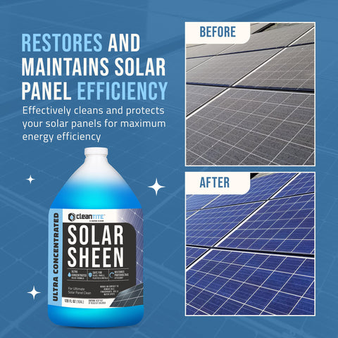 CLEANTITE Solar Panel Cleaner concentrate illustrating value of up to 512 gallons.