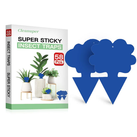 Cleanuper 58-pack traps with flower shape catch gnats indoors for healthier plants