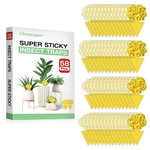 Cleanuper 58-pack yellow cloud traps catch flying bugs around indoor plants safely