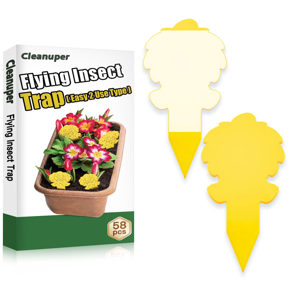 Cleanuper ice-cream gnat trap stake in soil for easy plant protection.
