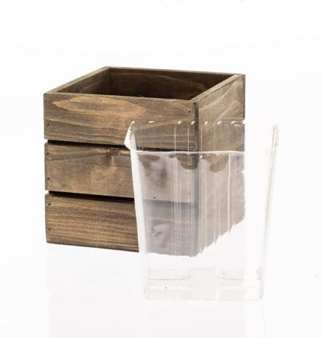 Edge-fit view of Clear Plastic Liner inside a 5in square planter.