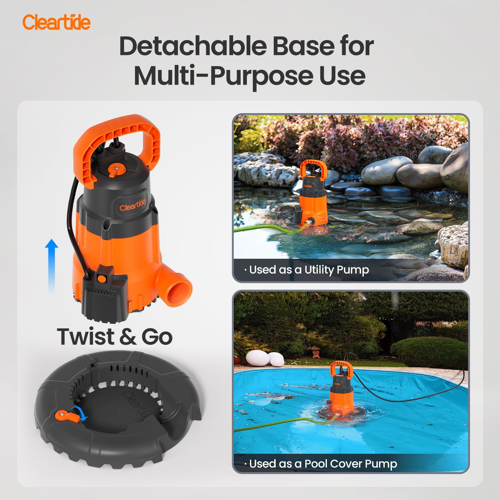 Cleartide pump offers auto and manual modes for versatile drainage applications.