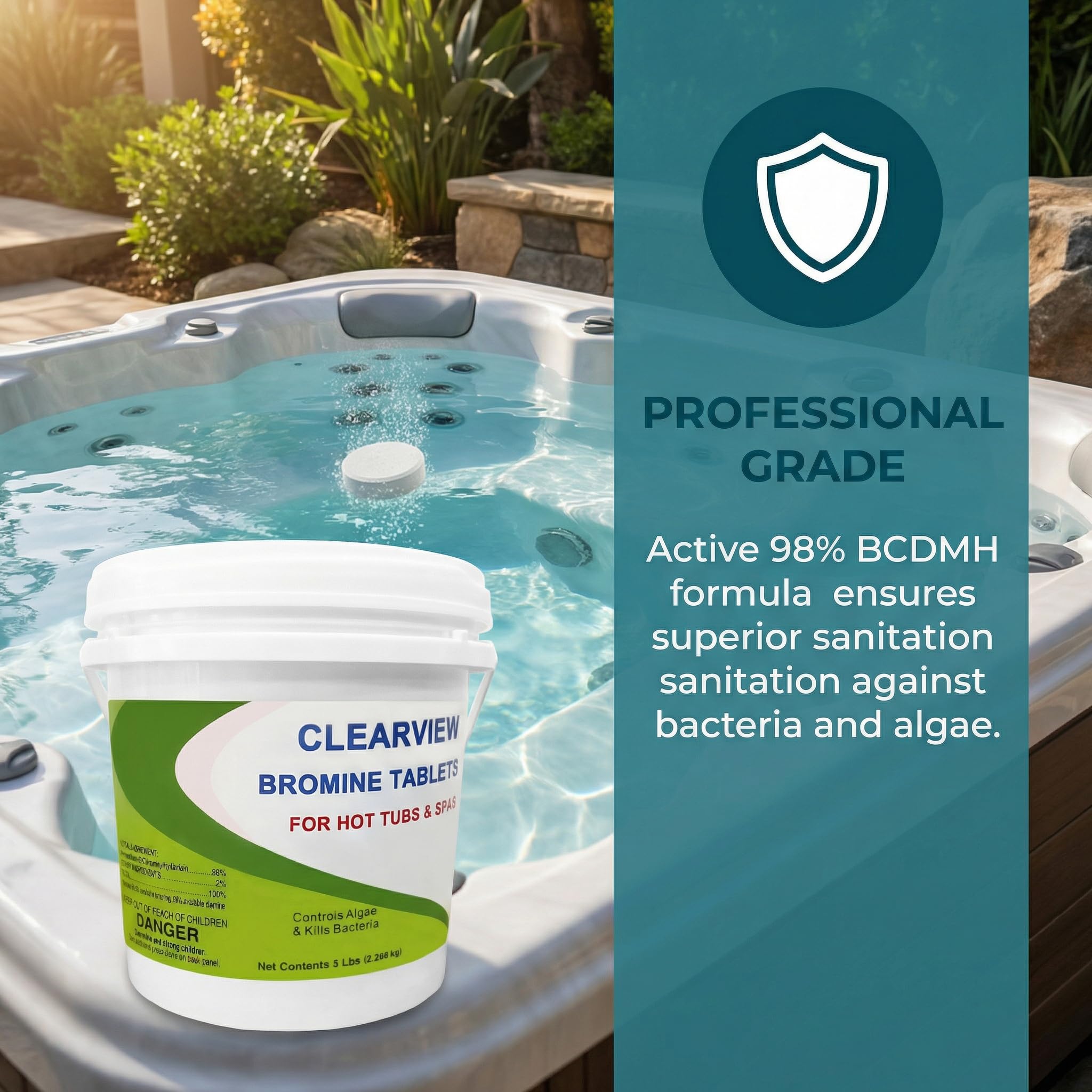 Bulk 5 lb value pack offers economical spa sanitation for frequent users.
