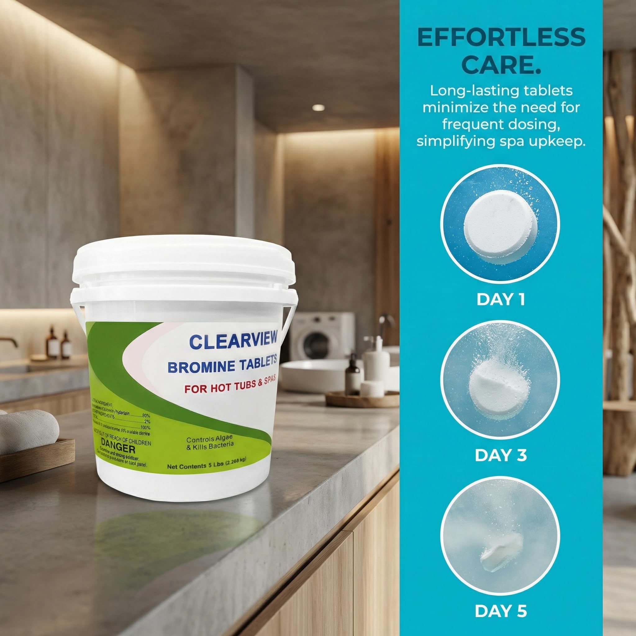 ClearView tablets keep spa water crystal clear and inviting for guests.
