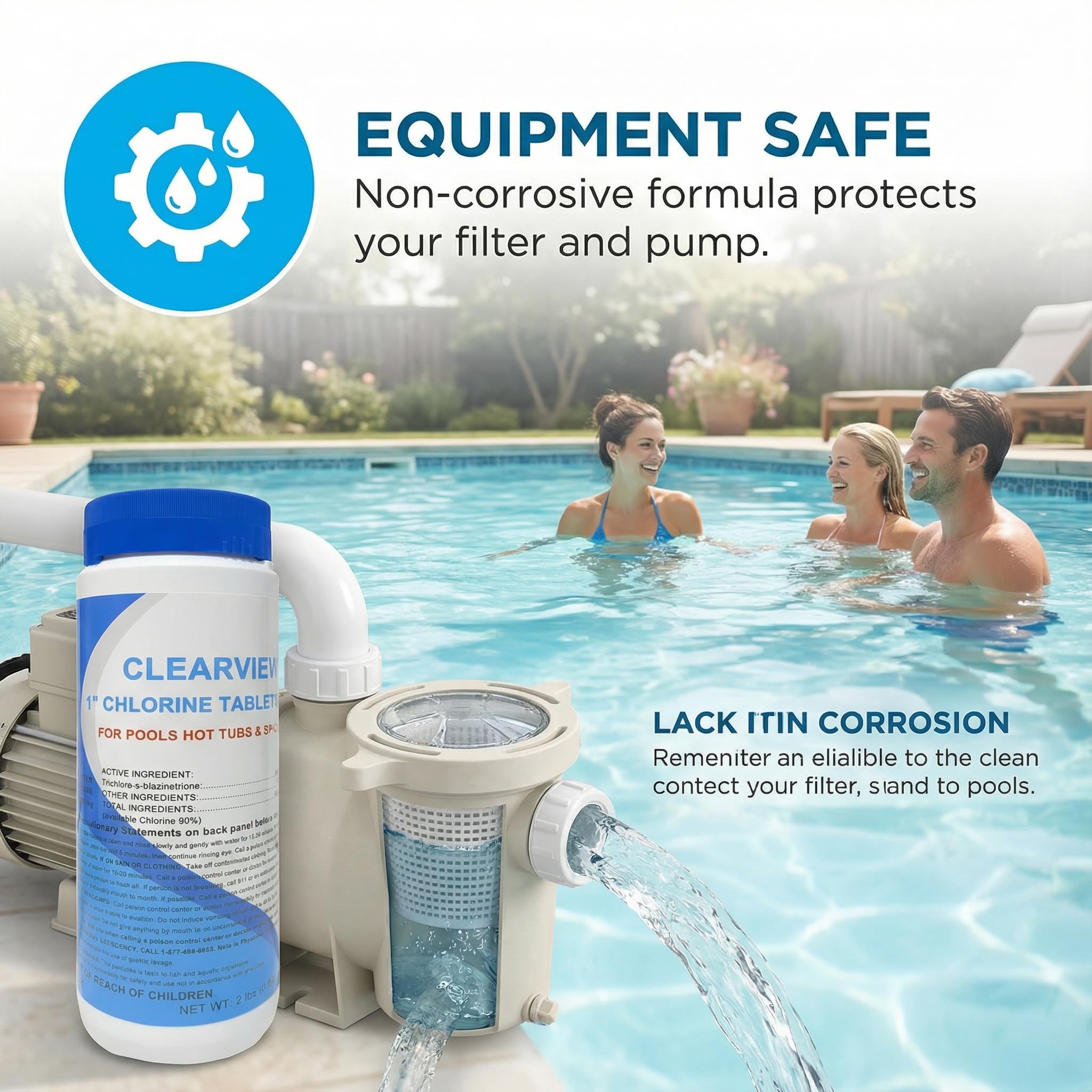 ClearView tablets resting in skimmer basket for easy balancing.