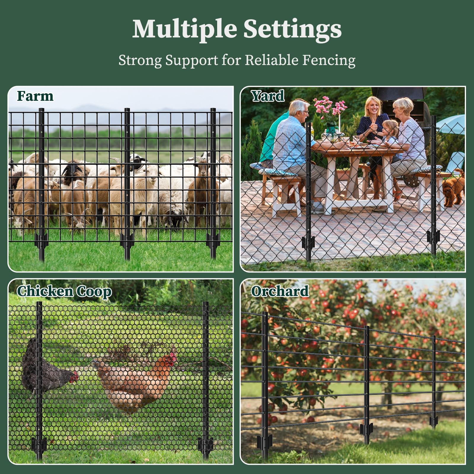 CLEASO 10-pack metal fence posts used as corner anchors for boundaries.