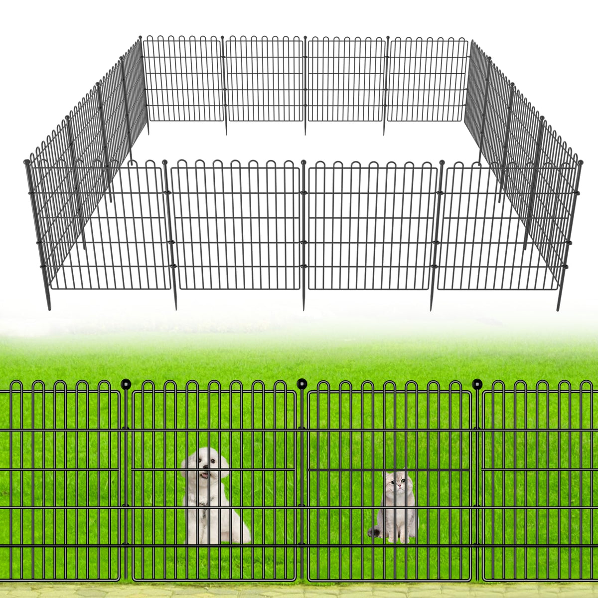 CLEASO 10-panel no-dig fence for quick, tool-free yard setup.