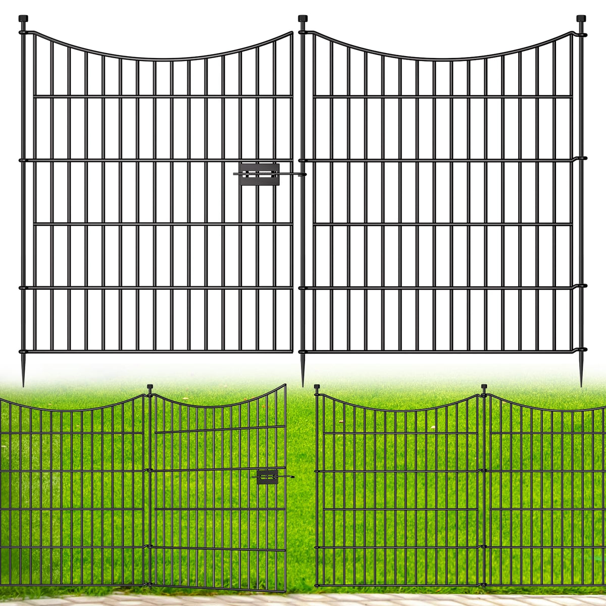 CLEASO 10 panels garden fence with gate overview for yard borders and privacy