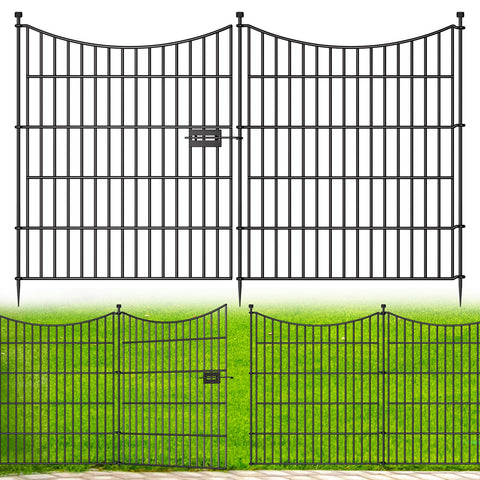CLEASO 10 panels garden fence with gate overview for yard borders and privacy