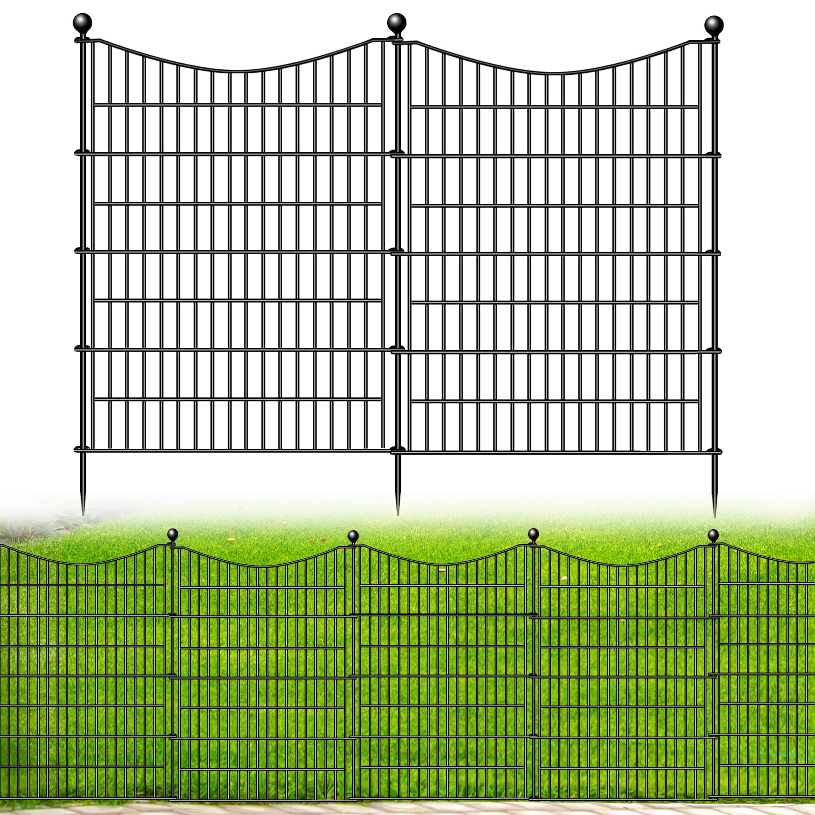 CLEASO 10-panels-no-dig-dog-fence showing quick, no-dig setup for pet yards