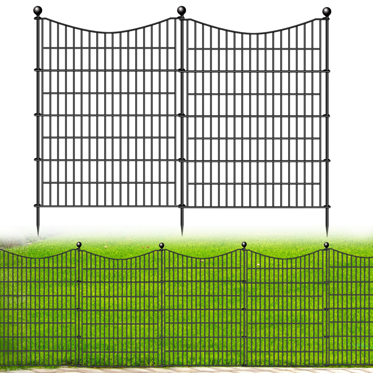CLEASO 10-panels-no-dig-dog-fence showing quick, no-dig setup for pet yards