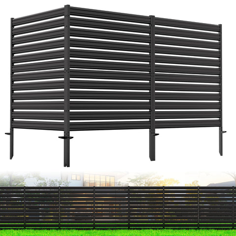 CLEASO 3-Panel No-Dig Privacy Fence front view shows discreet outdoor privacy with rustproof steel