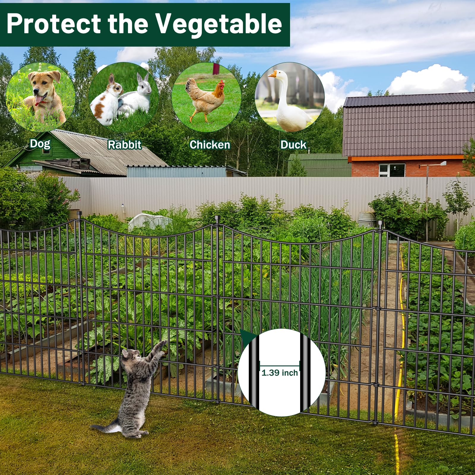 CLEASO black finish border fence offers a sleek boundary for pets and plants.