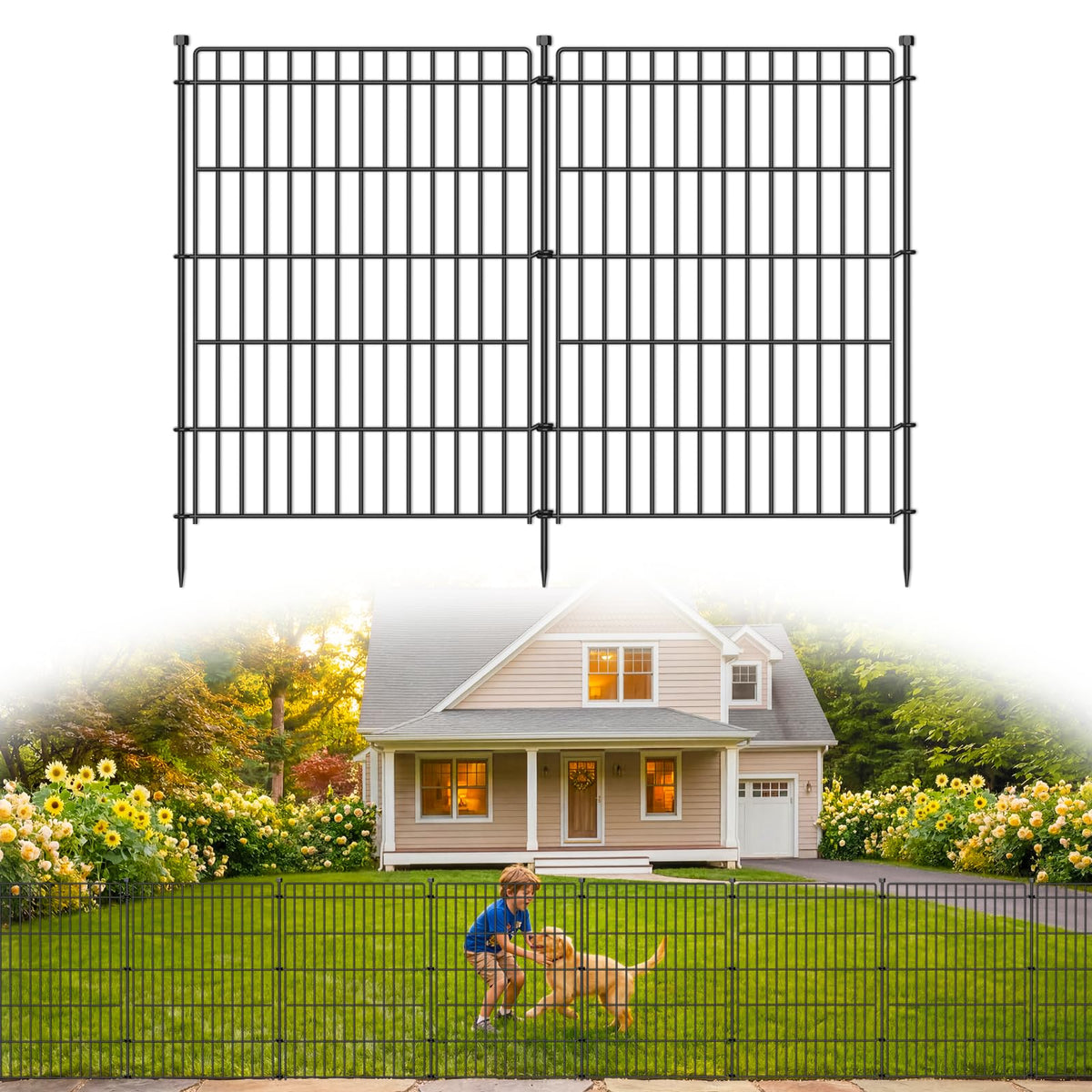 CLEASO no-dig garden fence panel 01 with easy stake setup for quick outdoor installation