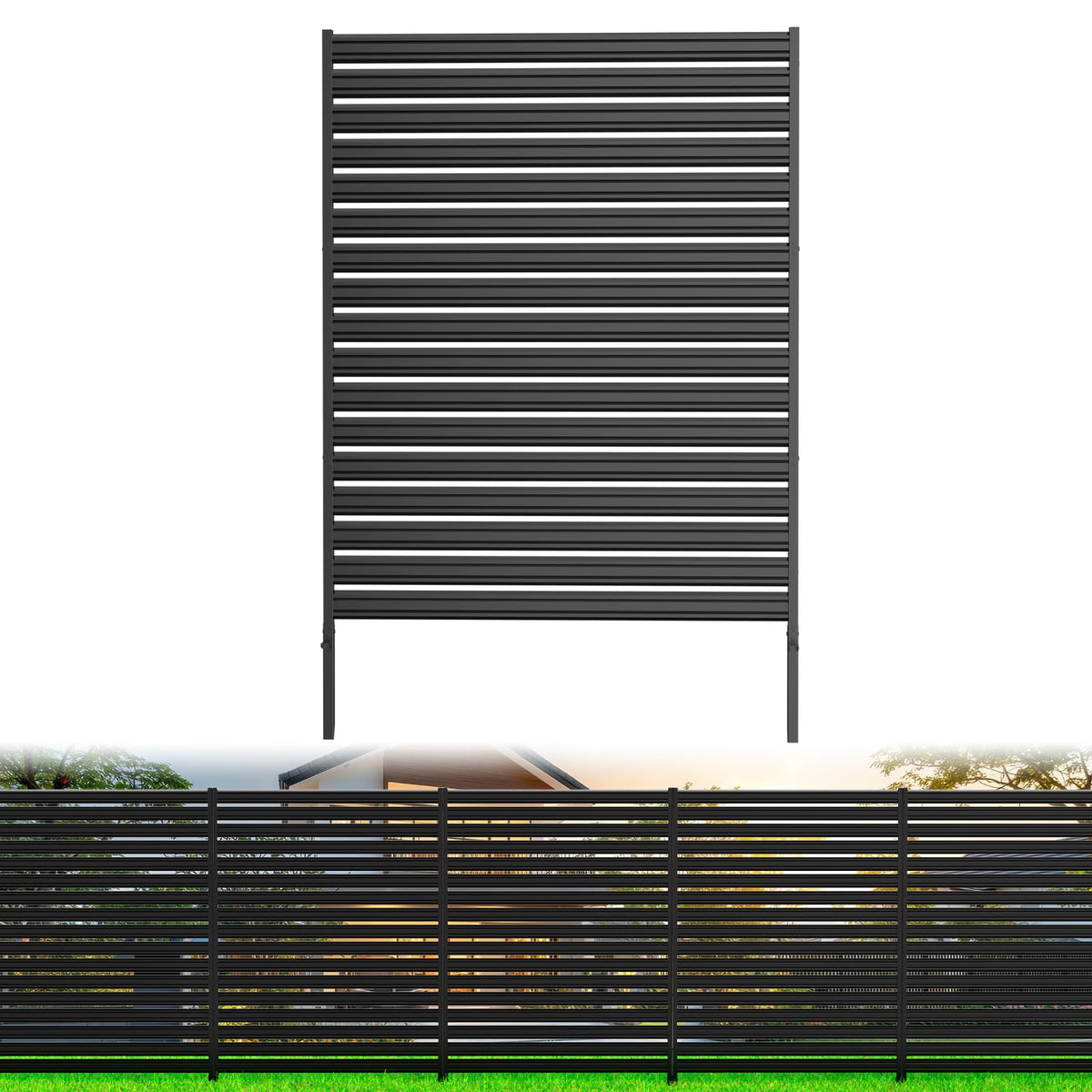 CLEASO no-dig metal privacy fence panel for quick patio privacy