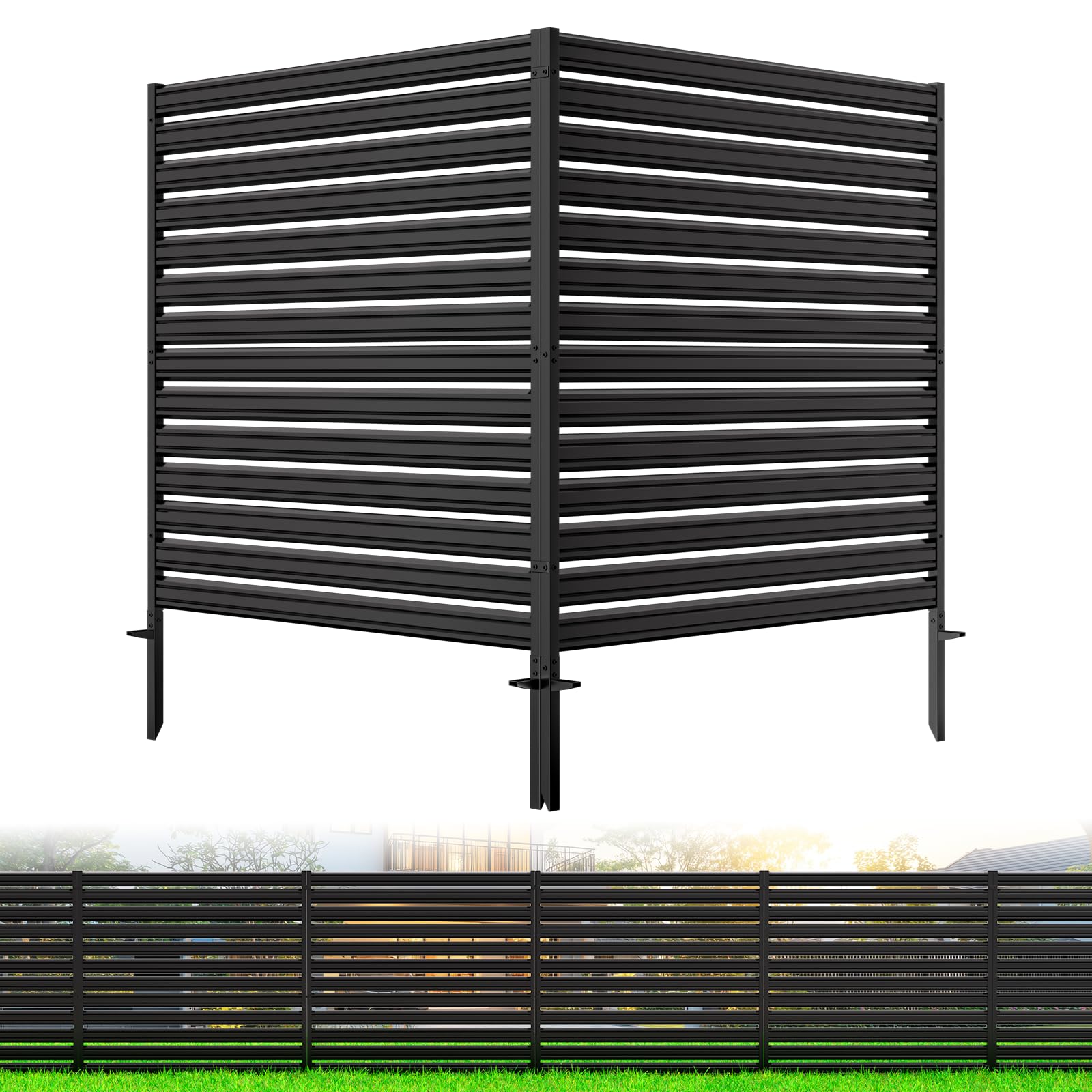 CLEASO no-dig privacy fence panel front view enhances curb appeal and airflow