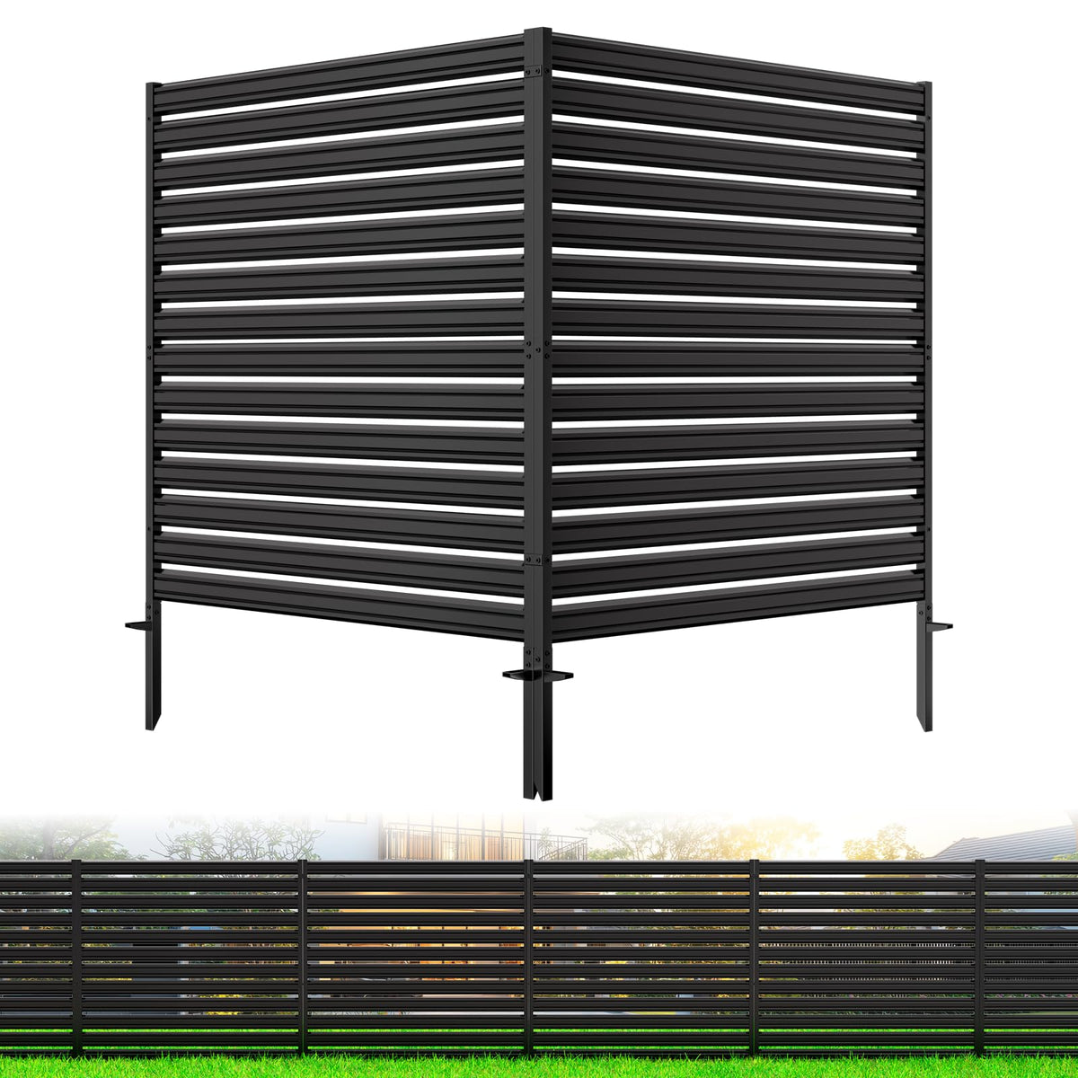 CLEASO no-dig privacy fence panel front view enhances curb appeal and airflow