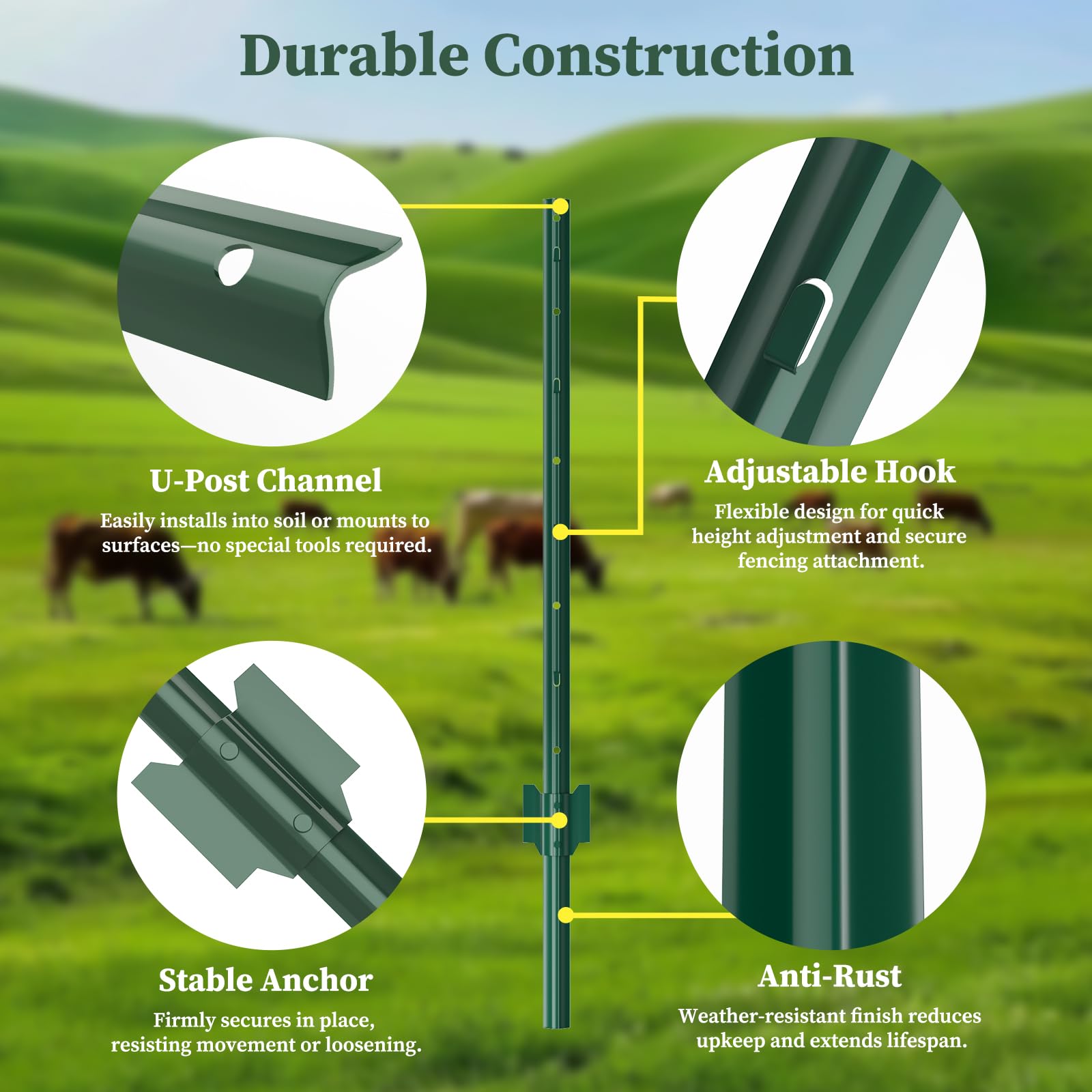 CLEASO no-dig post anchors enable fast, tool-light installations.