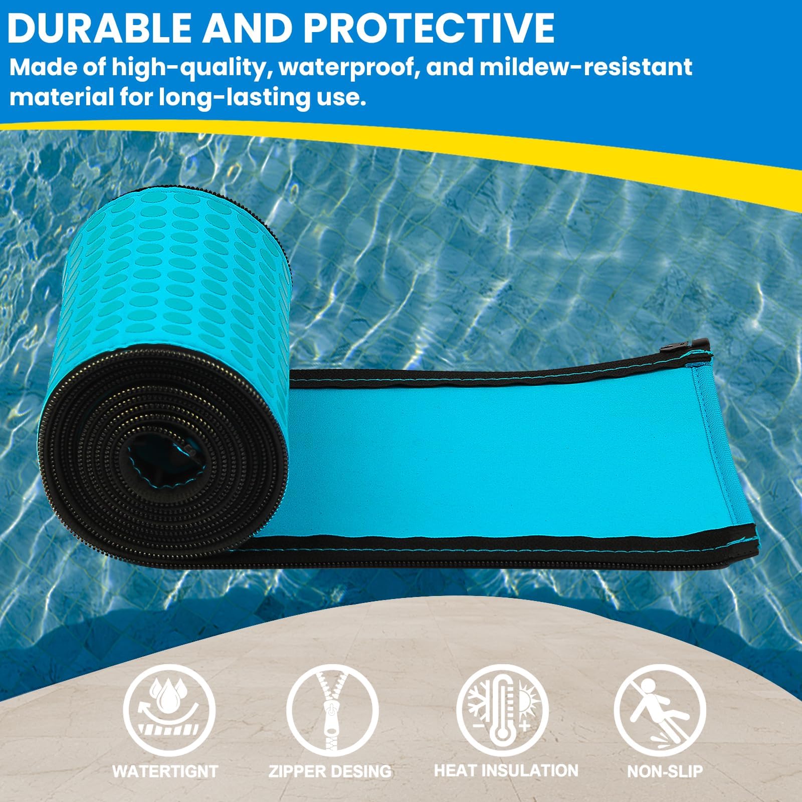 Clebay blue cyan option complements most pool decks.
